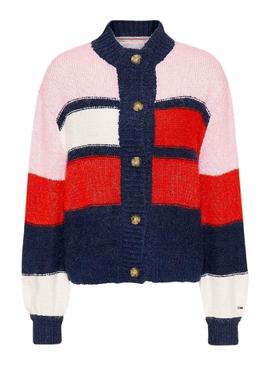Cardigan Tommy Jeans Color Block Multi Para Mujer