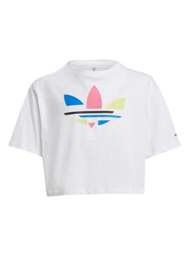 Camiseta Adidas Cropped Blanco Para Niña