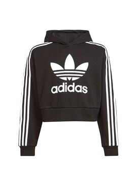 Sudadera Adidas Cropped Hoodie Negro Para Niña