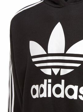 Sudadera Adidas Cropped Hoodie Negro Para Niña