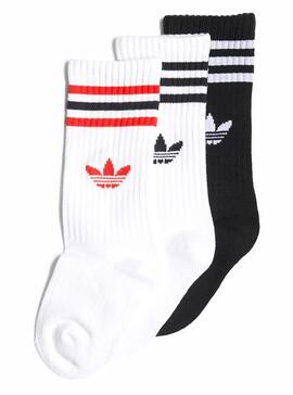 Calcetines Adidas Crew Sock Blanco y Negro Para Niño y Niña