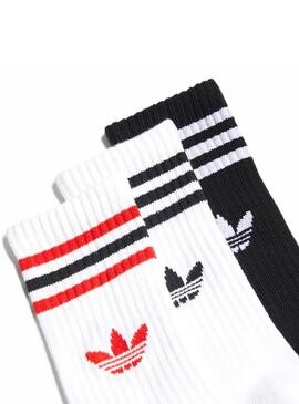 Calcetines Adidas Crew Sock Blanco y Negro Para Niño y Niña