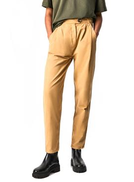 Pantalón Pinzas Pepe Jeans Paula Tostado Mujer