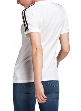 Camiseta Adidas 3 Bandas Blanco Para Mujer