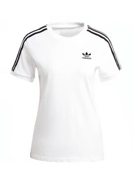 Camiseta Adidas 3 Bandas Blanco Para Mujer