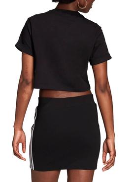 Camiseta Adidas Essentials Cropped Negro Mujer