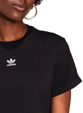 Camiseta Adidas Essentials Cropped Negro Mujer