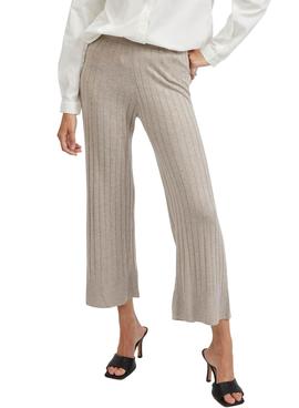 Pantalón Culotte Vila Viribbia Beige Para Mujer