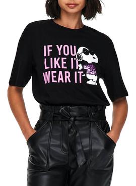 Camiseta Only SnoopyNegro Para Mujer