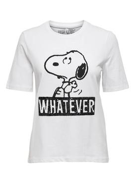 Camiseta Only Snoopy Blanco Para Mujer