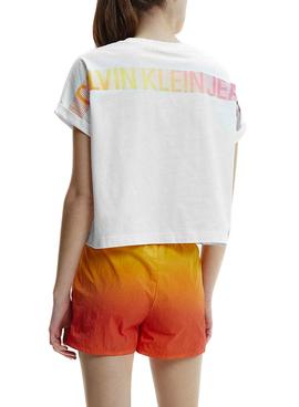 Camiseta Calvin Klein Jeans Degrade Blanco Mujer