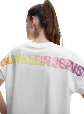 Camiseta Calvin Klein Jeans Degrade Blanco Mujer