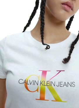 Camiseta Calvin Klein Jeans Filled Blanco Mujer