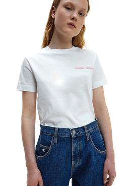 Camiseta Calvin Klein Jeans Vertical Blanco Mujer