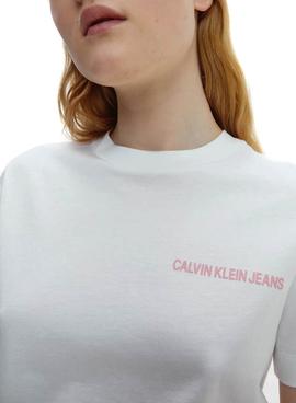 Camiseta Calvin Klein Jeans Vertical Blanco Mujer