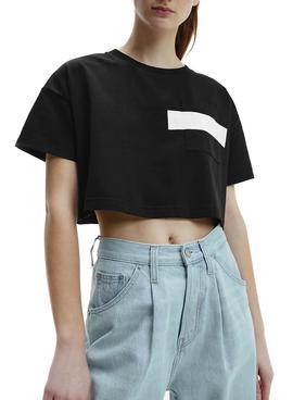 Camiseta Calvin Klein Jeans Hero Crop Top Negro