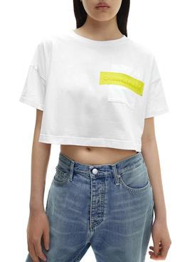 Camiseta Calvin Klein Hero Logo Crop Blanco