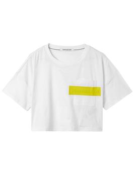 Camiseta Calvin Klein Hero Logo Crop Blanco