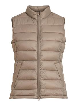 Chaleco Vila Viminsk Acolchado Beige Para Mujer