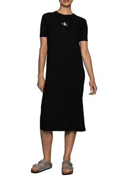 Vestido Calvin Klein Rib Maxi Negro para Mujer