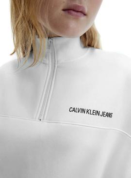 Sudadera Calvin Klein Institutional Blanco Mujer