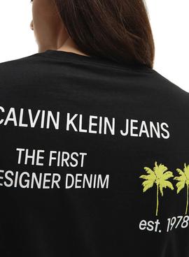 Camiseta Calvin Klein Palm Print Negro Hombre