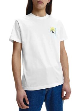 Camiseta Calvin Klein Palm Print Blanco Hombre