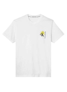Camiseta Calvin Klein Palm Print Blanco Hombre