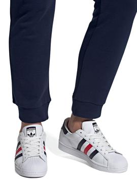 Zapatillas Adidas Superstar Blanco Bandas Hombre