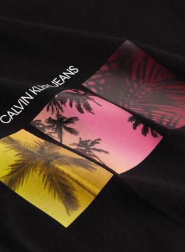 Camiseta Calvin Klein Multi Palm Negro para Hombre
