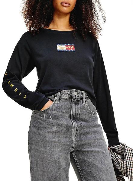 Camiseta Tommy Jeans Vintage Negro para Mujer