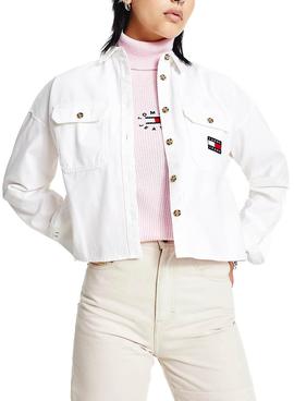 Sobrecamisa Tommy Jeans Utility Blanco para Mujer