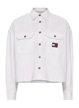 Sobrecamisa Tommy Jeans Utility Blanco para Mujer