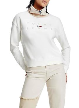 Sudadera Tommy Jeans Tonal Blanco para Mujer