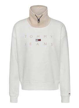 Sudadera Tommy Jeans Tonal Blanco para Mujer