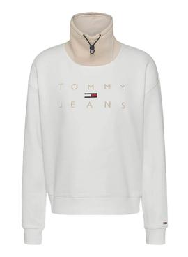 Sudadera Tommy Jeans Tonal Blanco para Mujer