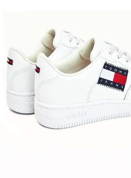 Zapatillas Tommy Jeans Low Cut Flag Blanco Mujer