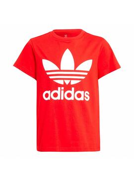 Camiseta Adidas Trefoil Rojo Para Niño y Niña