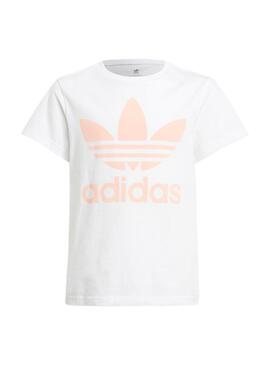 Camiseta Adidas Trefoil Blanco Para Niña y Niño