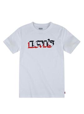 Camiseta Levis Logo 3D Blanco para Niño