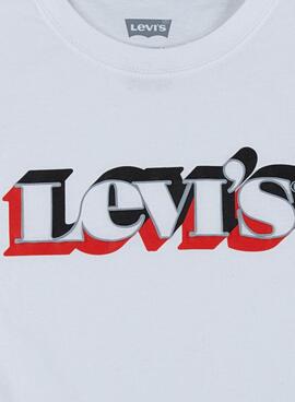 Camiseta Levis Logo 3D Blanco para Niño
