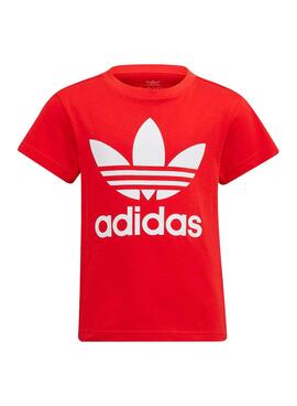 Camiseta Adidas Trefoil Rojo para Niño
