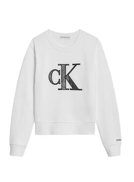 Sudadera Calvin Klein Jeans Monogram Blanco Niña