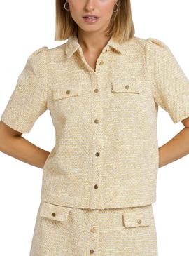 Camisa Naf Naf Tweed Amarillo para Mujer