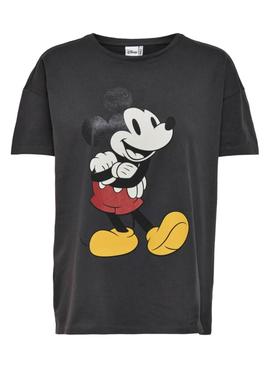 Camiseta Only Disney Mickey Mouse Gris Para Mujer