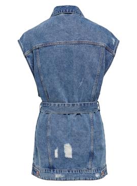 Chaleco Only Vaquero Jones Long Denim Para Mujer