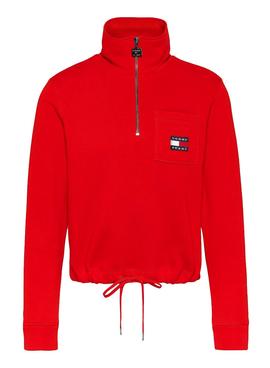 Sudadera Tommy Jeans Relaxed Badge Rojo Mujer