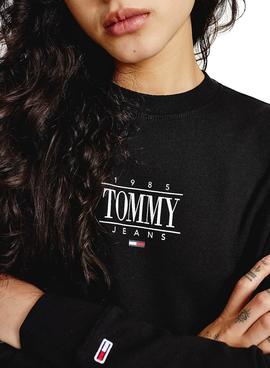 Sudadera Tommy Jeans Essential Logo Negro Mujer