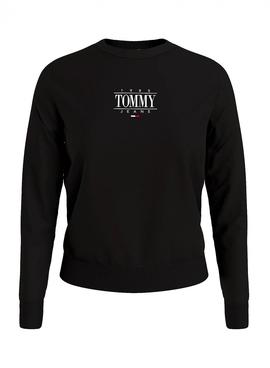 Sudadera Tommy Jeans Essential Logo Negro Mujer