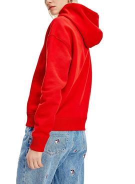 Sudadera Tommy Jeans Boxy Homespun Rojo Mujer